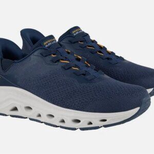 Skechers Mens Glide Step Sneaker Hands Free Swift Fit Memory Foam Navy Size 10
